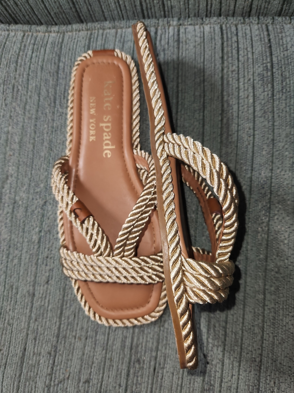 🍉Kate Spade New York Tan Sandal with Gold Rope Straps